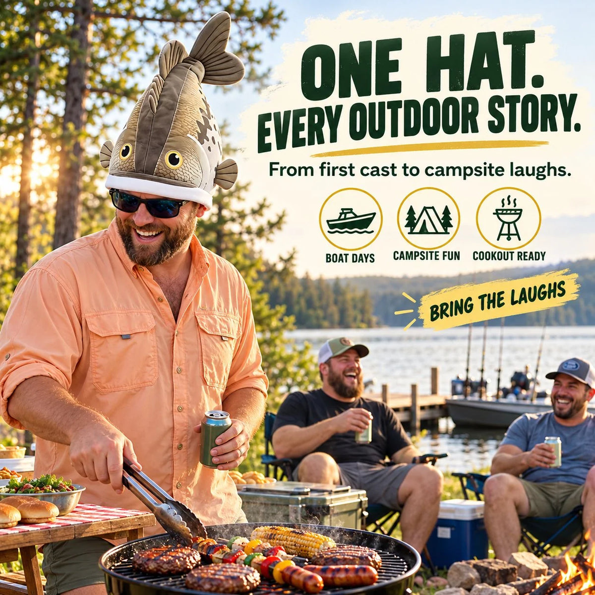 🔥Last day 70% OFF🐟 Funny 3D Fish Hat — Funny Fishing Gift for Anglers, Lake Days & Parties