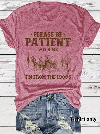 🔥Last Day Sale 60% OFF⏰👕I'M From 1900S✨ Women's Vintage Letter Print Round Neck Tee