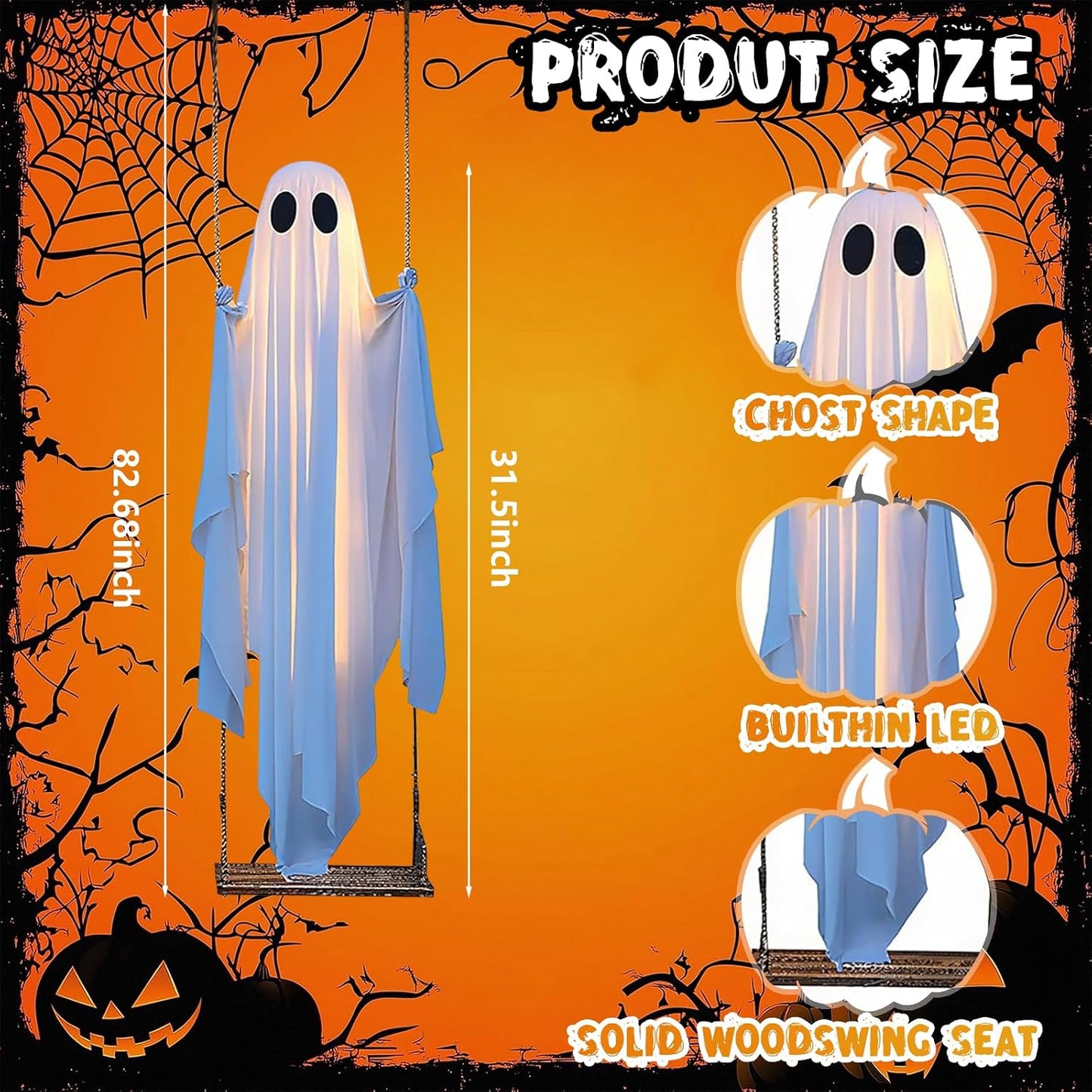 🎁HOT DEAL – Up to 66% OFF🔥Halloween Decorations OutdoorHanging Swing Ghost Halloween Decor