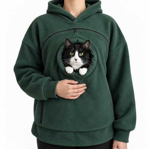 AluckgoodSet Cat Carrier Hoodie — Zip-Up Front Pouch
