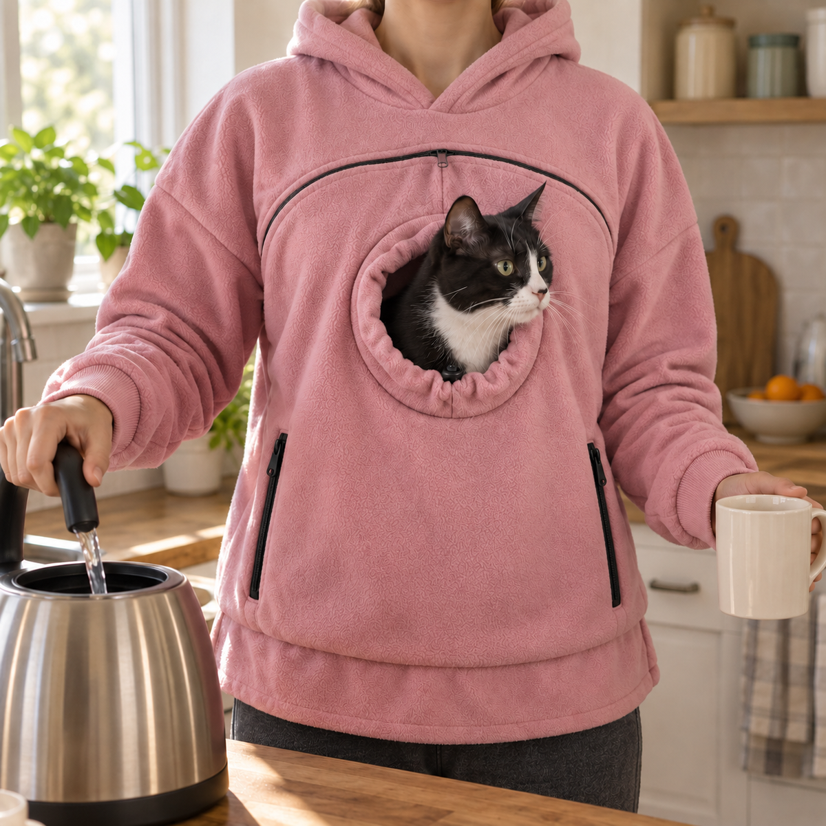 AluckgoodSet Cat Carrier Hoodie — Zip-Up Front Pouch