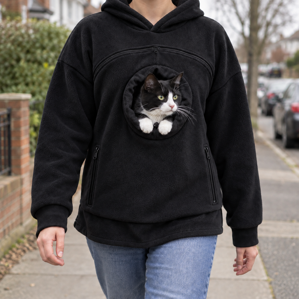 AluckgoodSet Cat Carrier Hoodie — Zip-Up Front Pouch