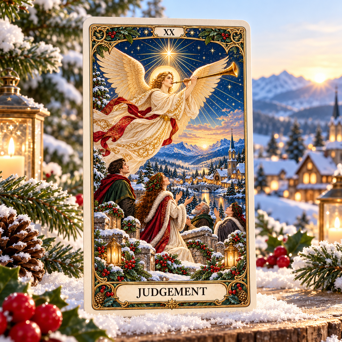 Holiday Sale 49% OFF🎉-🔮Christmas Tarot Deck – 78 Festive Cards with Guidebook & 12-Day Reflection Guide