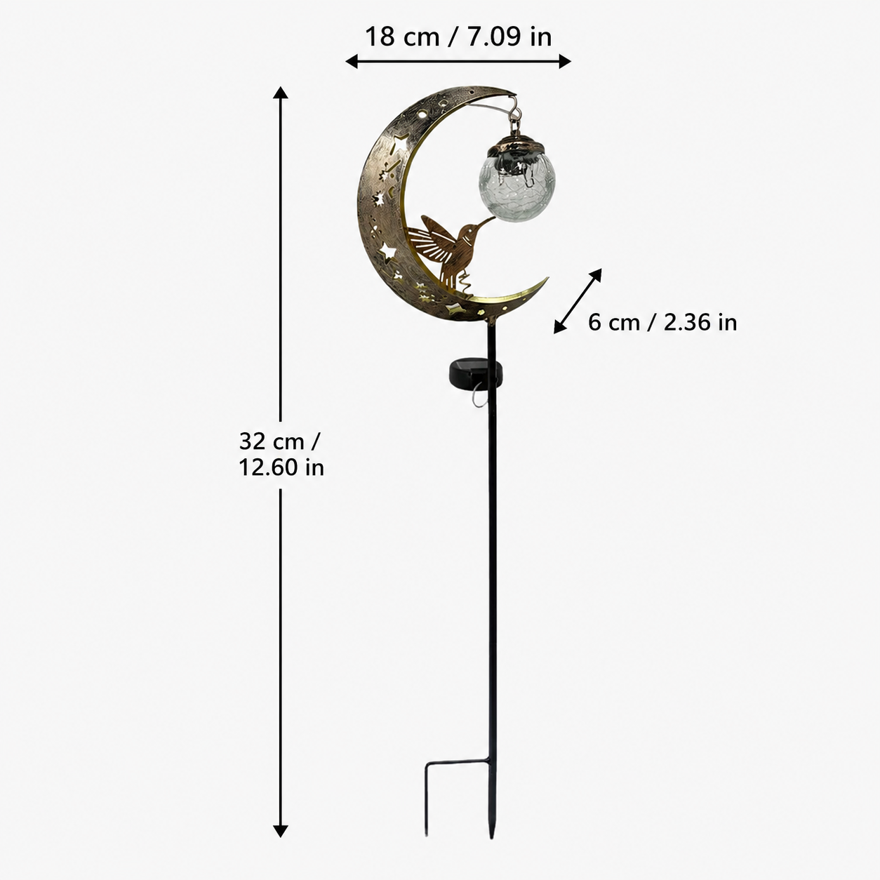 🌙✨Hummingbird Moon Solar Garden Stake Light