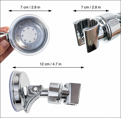 2pcs Adjustable Shower Head Holders Removable Suction Cup Shower Head Bracket No Drill Shower Head Bracket