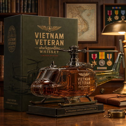 Vietnam War Veteran  Helicopter Commemorative Whiskey Decanter (1965–1975)