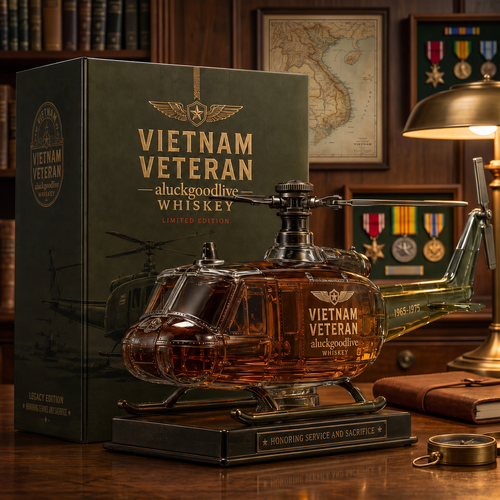 Vietnam War Veteran  Helicopter Commemorative Whiskey Decanter (1965–1975)