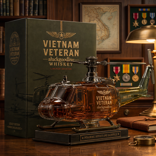 Vietnam War Veteran  Helicopter Commemorative Whiskey Decanter (1965–1975)