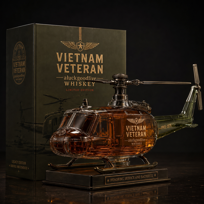 Vietnam War Veteran  Helicopter Commemorative Whiskey Decanter (1965–1975)