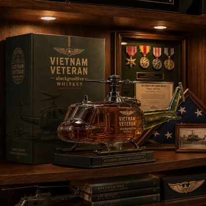 Vietnam War Veteran  Helicopter Commemorative Whiskey Decanter (1965–1975)