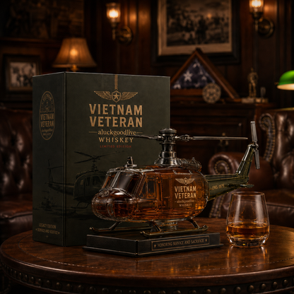 Vietnam War Veteran  Helicopter Commemorative Whiskey Decanter (1965–1975)