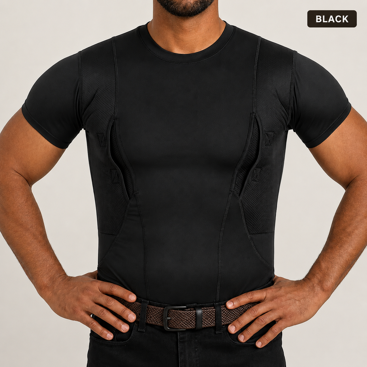Ambidextrous Concealed Carry Compression Tee – Silky-Soft Stretch Fabric