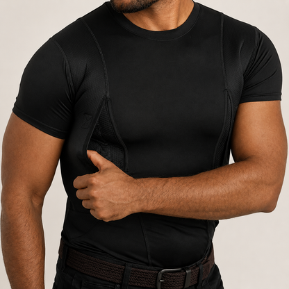 Ambidextrous Concealed Carry Compression Tee – Silky-Soft Stretch Fabric