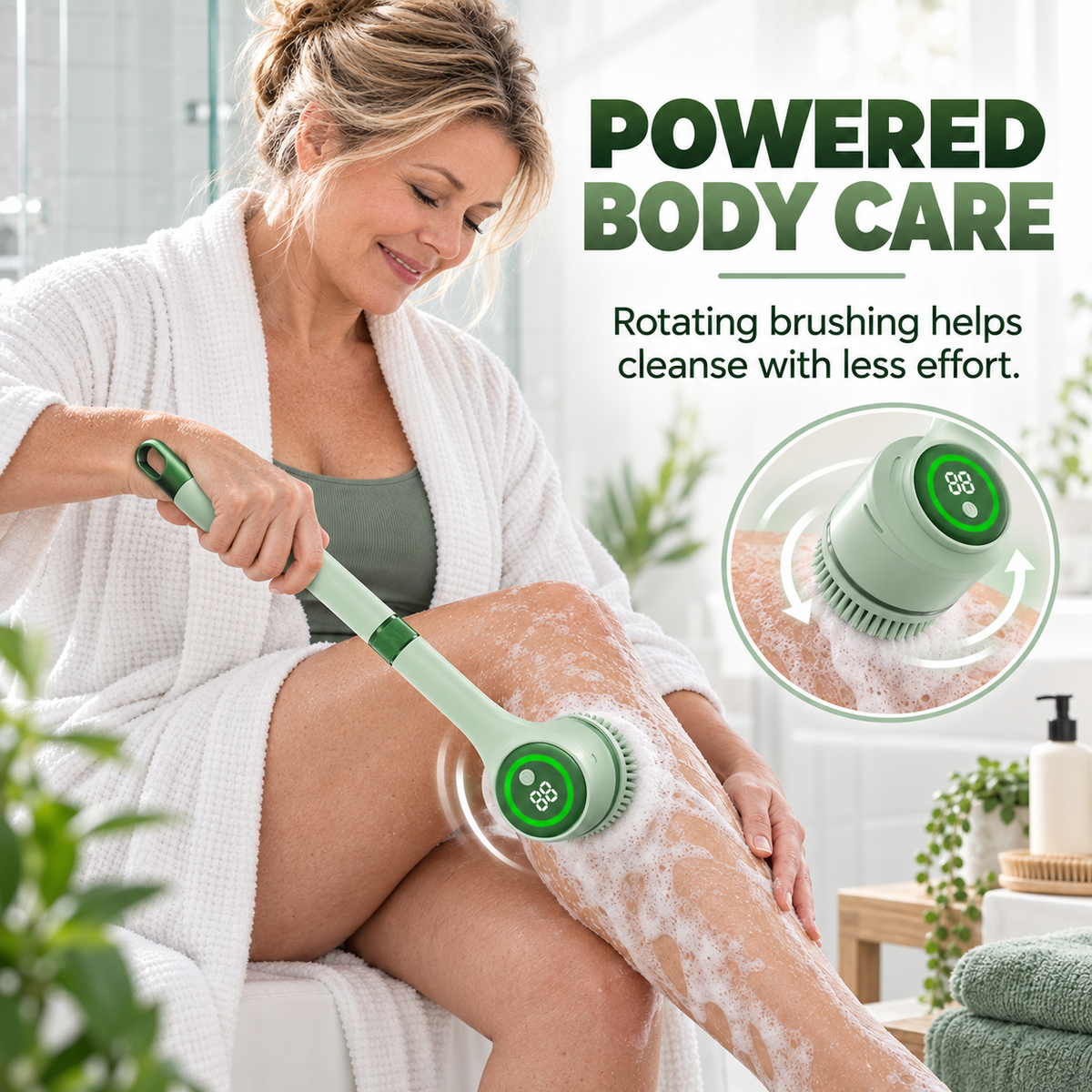 Electric Body Scrubber with Long Handle for Shower