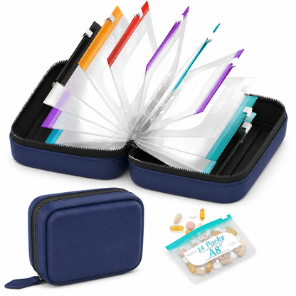 💊 14-Pouch Travel Pill Organizer – Waterproof Medicine & Vitamin Case