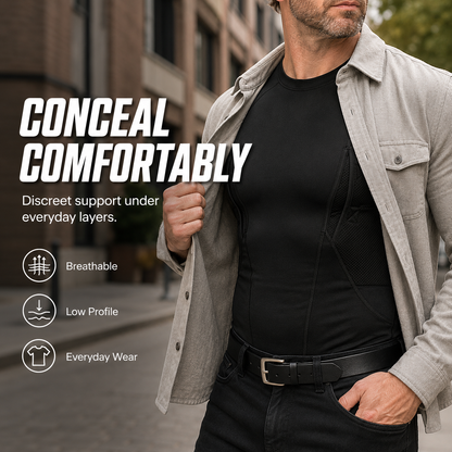 Ambidextrous Concealed Carry Compression Tee – Silky-Soft Stretch Fabric
