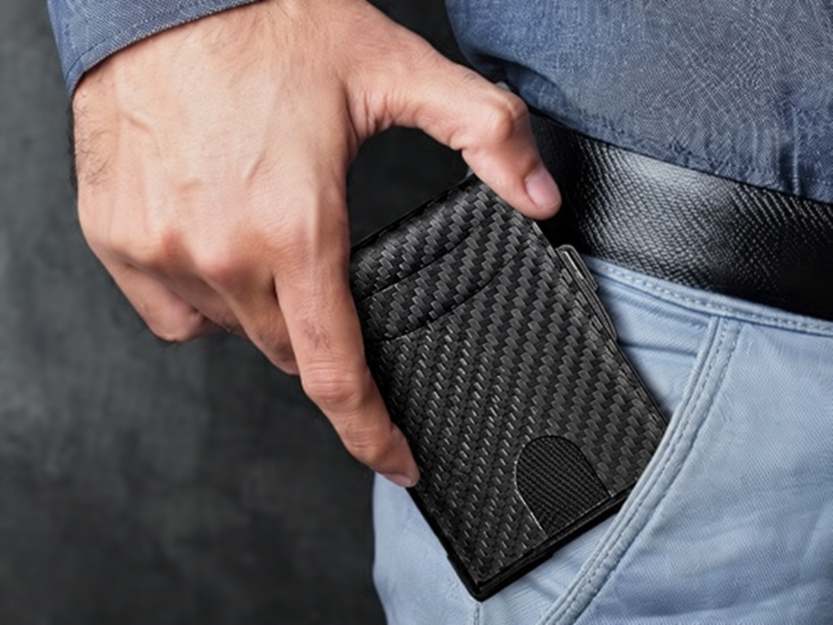 🔥Minimalist Pop-Up Wallet for Men – RFID Blocking Aluminum Card Holder with Cash Slot, ID Window & Leather Front Pocket