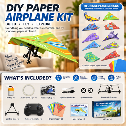 ✈️ RC Paper Airplane Kit | Gyro Stabilizer, Dual Propellers, DIY Flying Toy