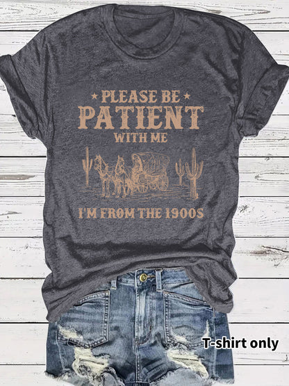 🔥Last Day Sale 60% OFF⏰👕I'M From 1900S✨ Women's Vintage Letter Print Round Neck Tee