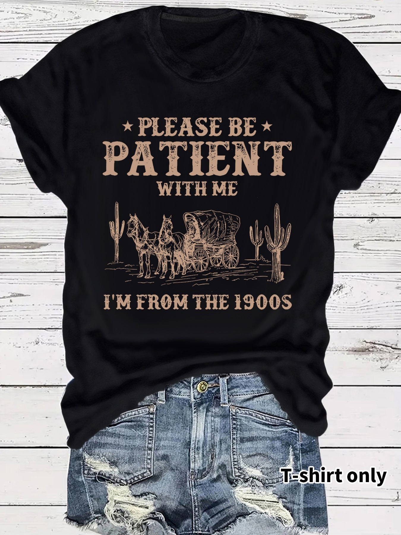 🔥Last Day Sale 60% OFF⏰👕I'M From 1900S✨ Women's Vintage Letter Print Round Neck Tee