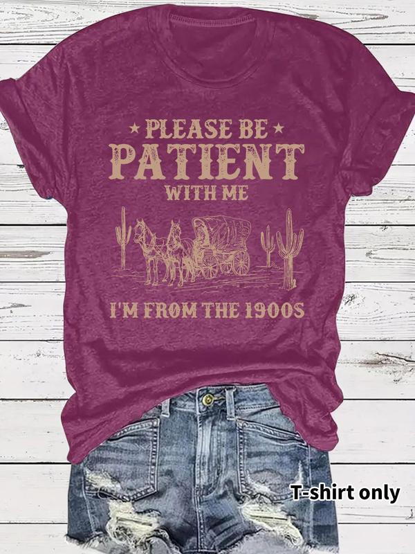 🔥Last Day Sale 60% OFF⏰👕I'M From 1900S✨ Women's Vintage Letter Print Round Neck Tee