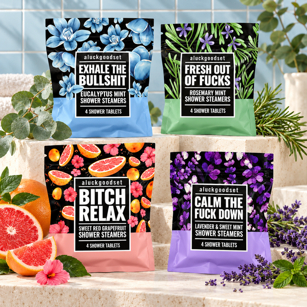 Four aluckgoodset shower steamer scents to choose from