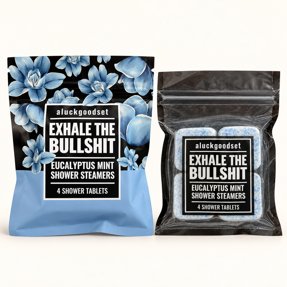aluckgoodset Eucalyptus Mint, outer pouch and four-tablet inner pack