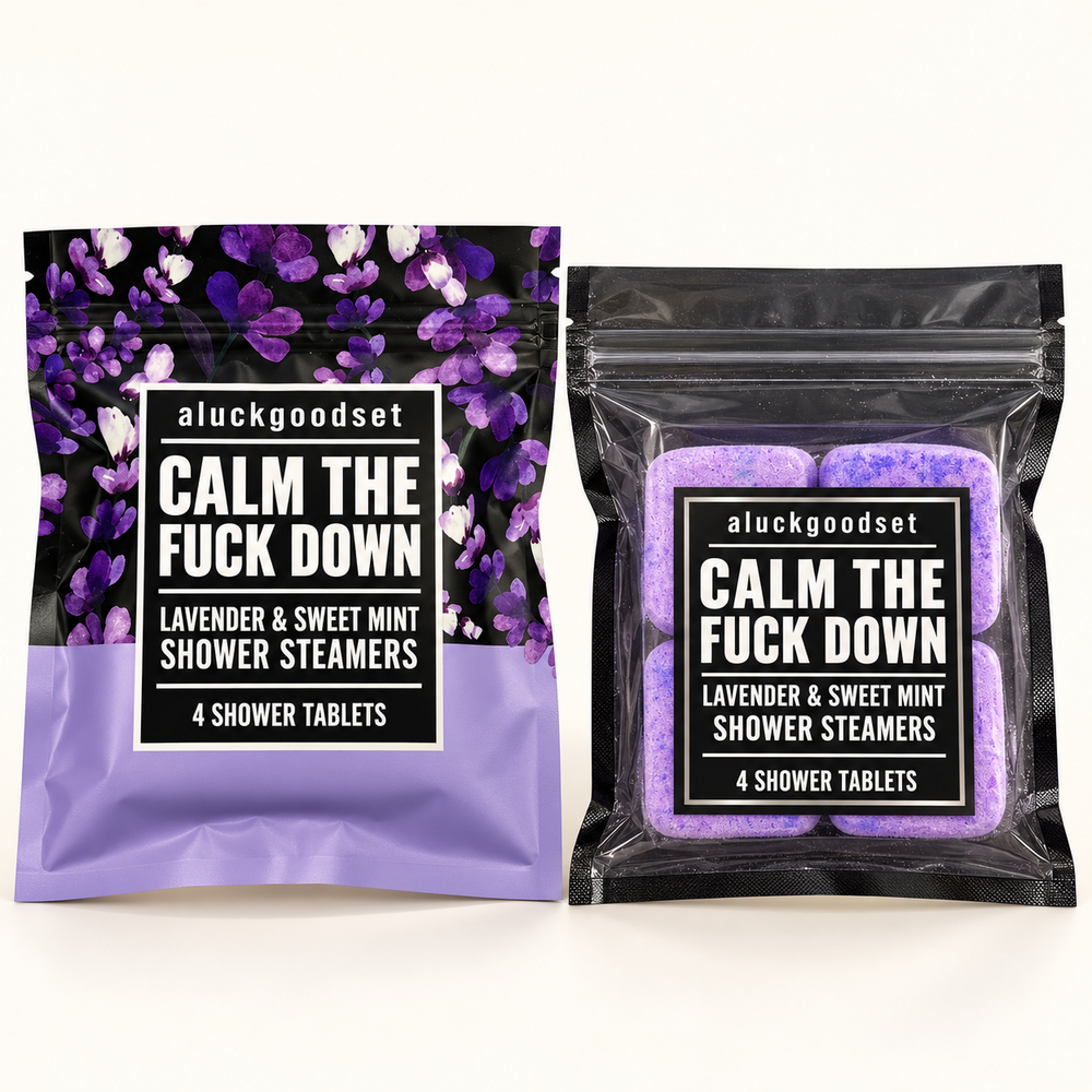 aluckgoodset Lavender & Sweet Mint, outer pouch and four-tablet inner pack