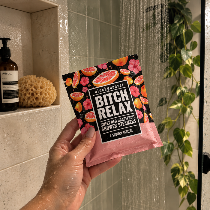 aluckgoodset shower steamers in a bathroom scene