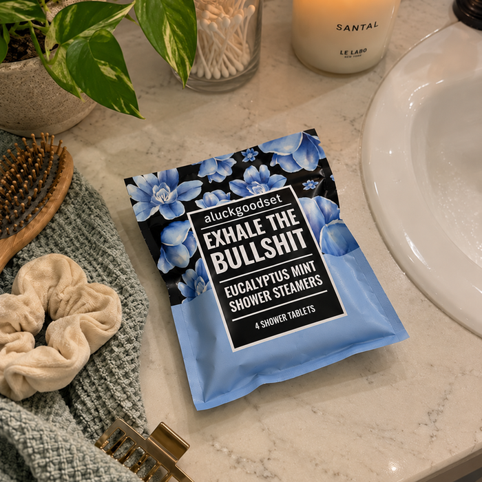aluckgoodset shower steamers in a bathroom scene