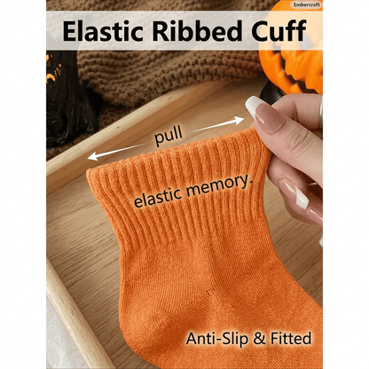 🎁Last Day Promotion 49% OFF🔥5‐Pair Cute Halloween Crew Socks – Pumpkin Ghost Cartoon Mid‐Calf Knit