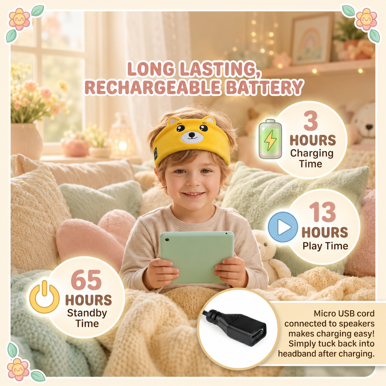 Cozy Animal Wireless Kids Headband Headphones