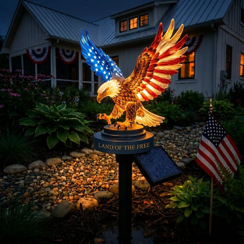 🦅 Solar Eagle Garden Light – A Glowing Tribute to American Freedom