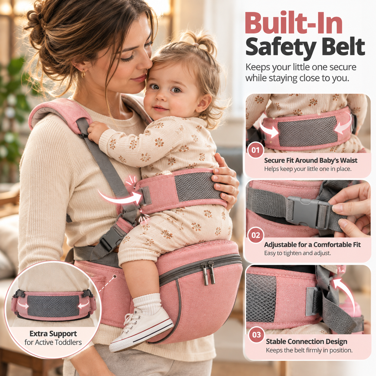 👶 Give Your Arms a Break | Ergonomic Baby Hip Seat Carrier with Storage