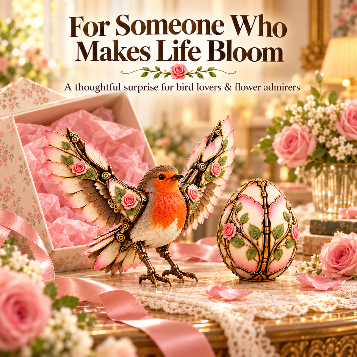 🌹🐦 Rosewing Robin – 2-in-1 Rose Egg to Mechanical Bird Transforming Figure