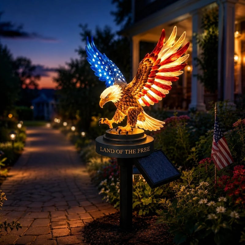 🦅 Solar Eagle Garden Light – A Glowing Tribute to American Freedom