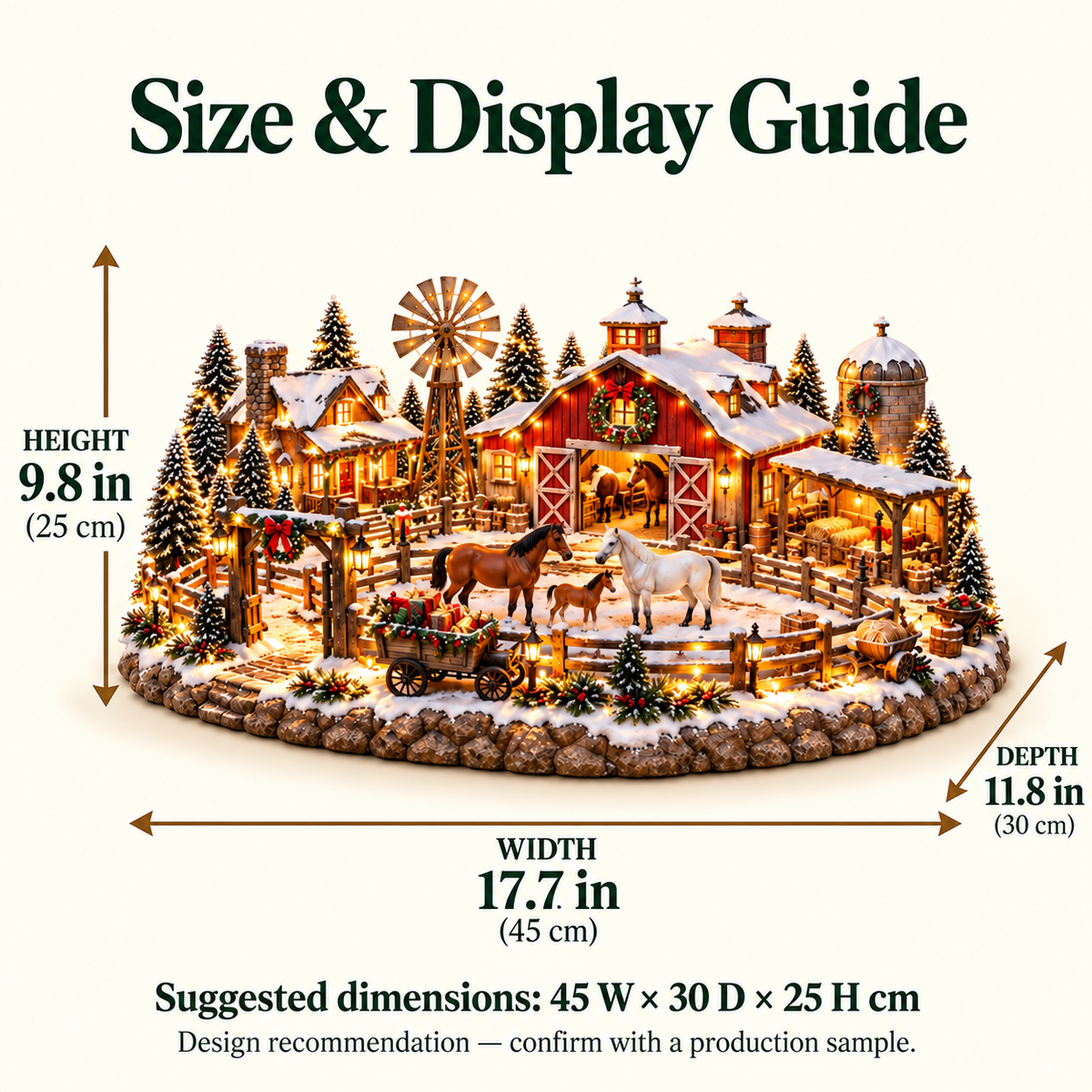 🎁🐴 Christmas Horse Stable Village – Lighted Equestrian Holiday Scene 🎄✨