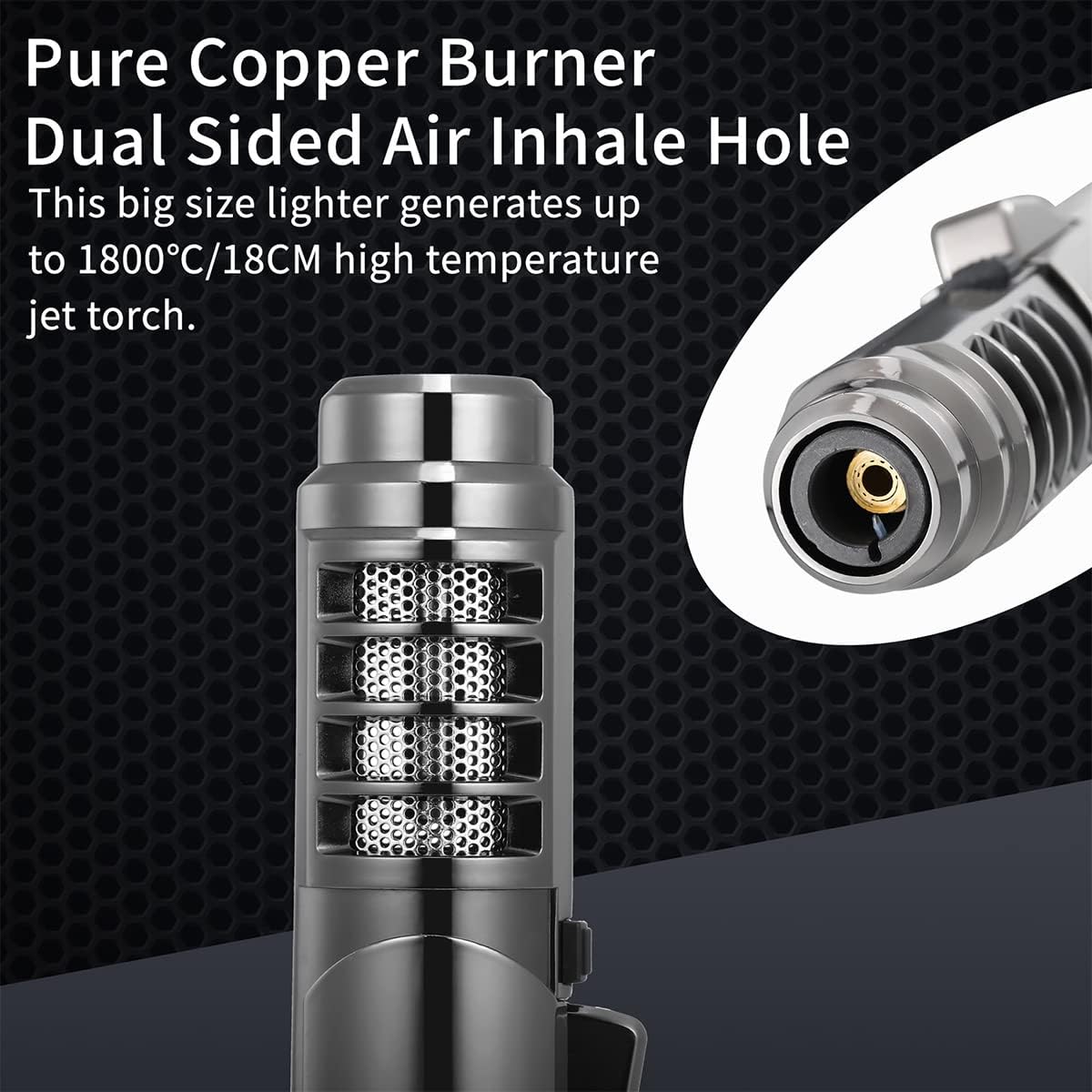 🔥1800°C Jet Torch Lighter,Butane Refillable Windproof Adjustable Flame Intensity