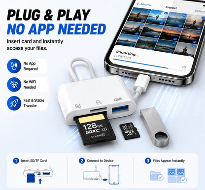 Hot💥Limited-time 50% discount🔌 5-in-1 SD Card Reader for iPhone & USB-C – Fast Photo & Video Transfer Adapter