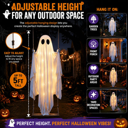 🎁HOT DEAL – Up to 66% OFF🔥Halloween Decorations OutdoorHanging Swing Ghost Halloween Decor