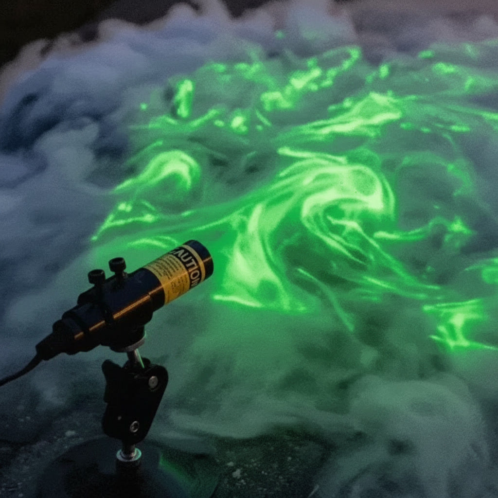 Laser projected on trees