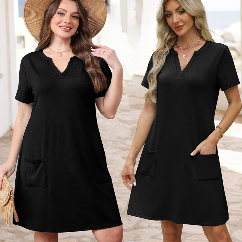 🏖️Summer Hot Sale 60% OFF🏝️💃Women's Casual V Neck Vacation Midi Dress With Pockets