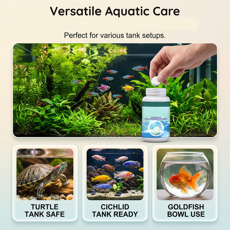 🐠 BUY 2 GET 3 FREE! 💧 Effervescent Tablets for Crystal Clear Fish Tanks – Removes cloudiness & odors, safe for fish & plants – fast-acting, drops clear in minutes 🌿