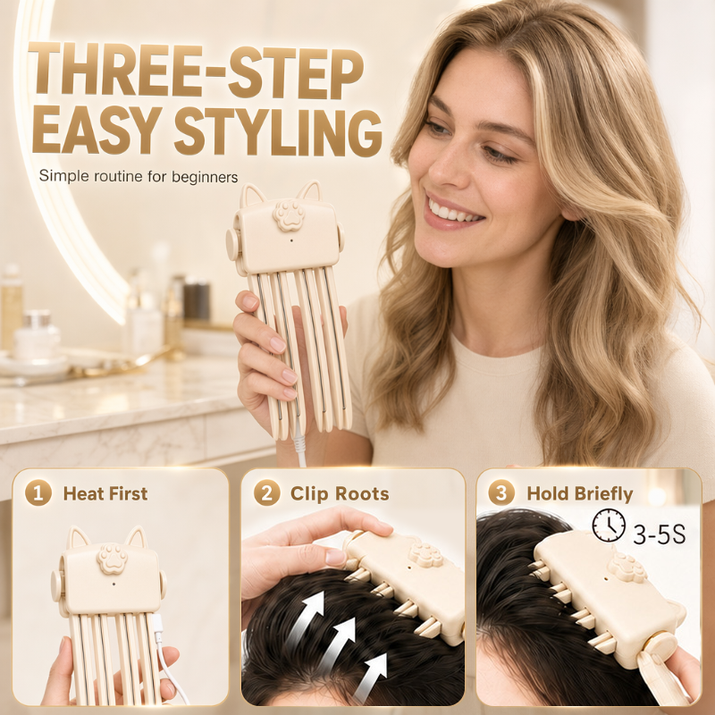 🔥Wireless Heated Volumizing Root Lift Clip | Salon Crown Volume for Fine Flat Hair