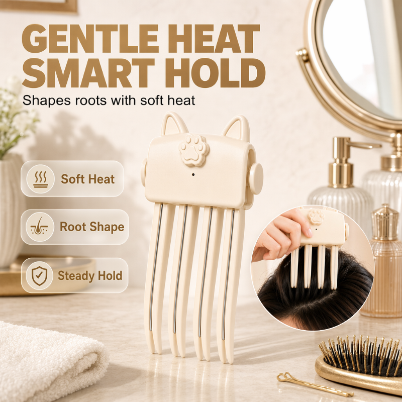 🔥Wireless Heated Volumizing Root Lift Clip | Salon Crown Volume for Fine Flat Hair