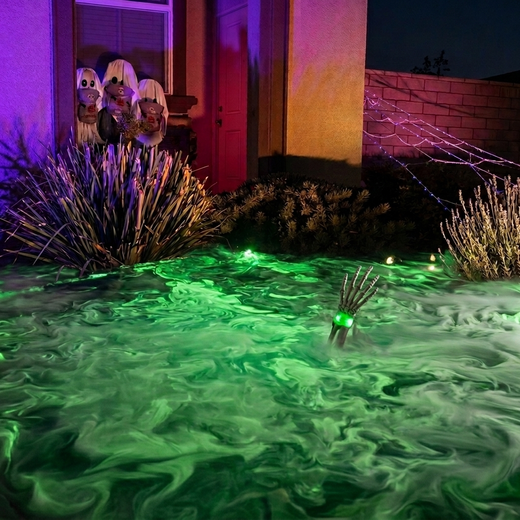 Halloween laser front yard demo